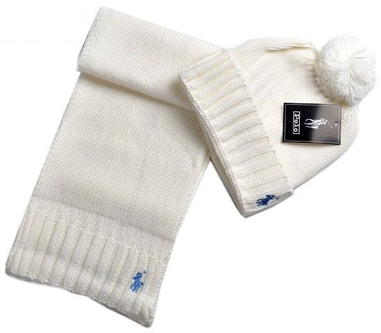 Ralph Lauren Scarf N Hat Set White